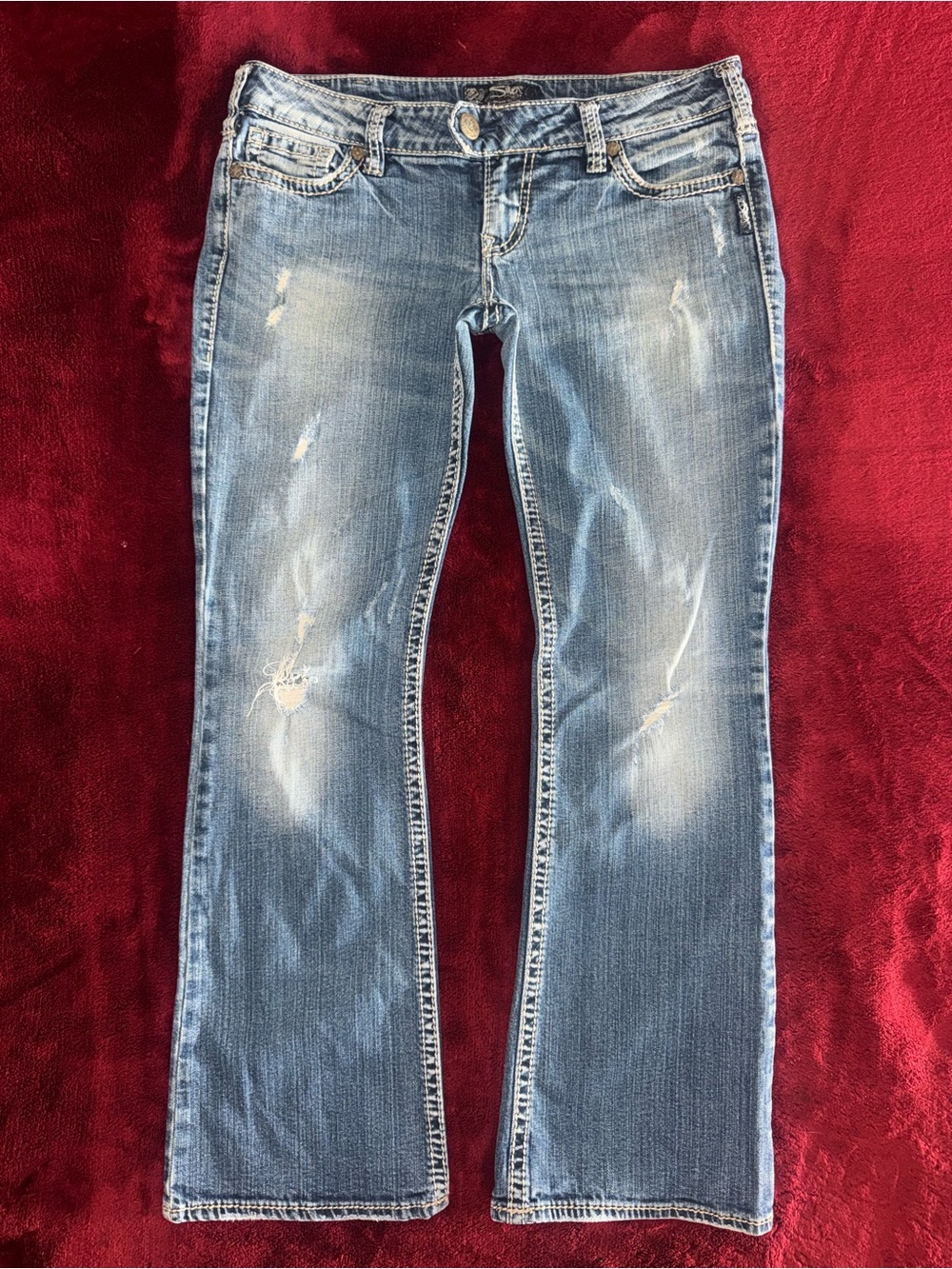 Y2K Silver Jeans Co Tuesday Low Rise Bootcut Light Wash Blue Denim Women W31/L31